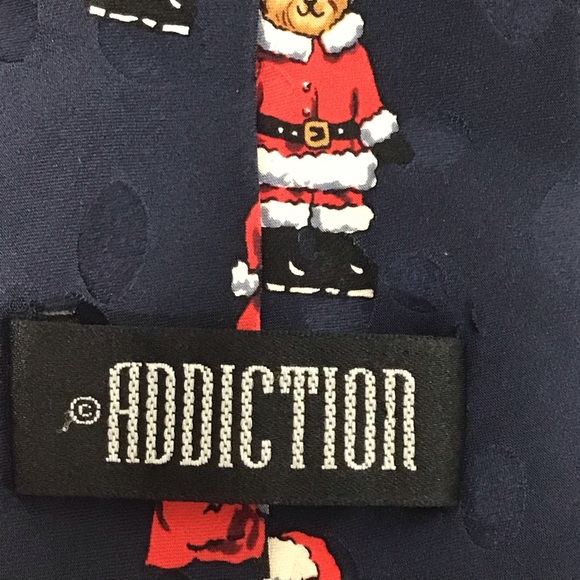 Addiction Santa Teddy Bear 100% Silk Tie - Picture 6 of 7